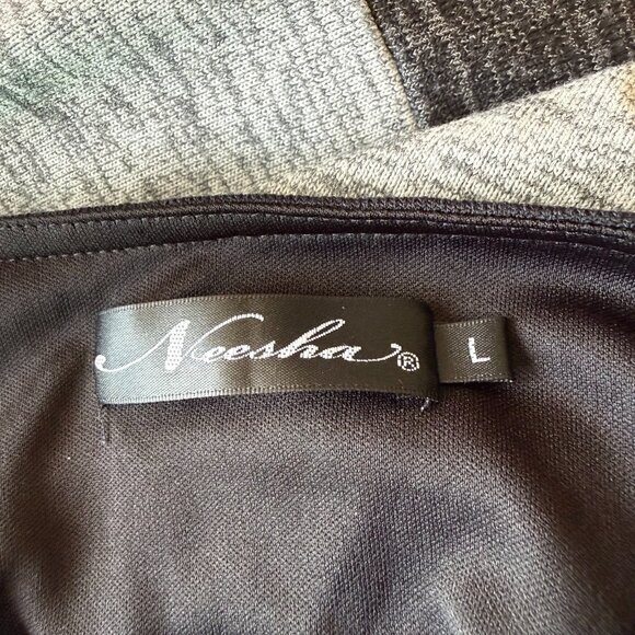 Neesha Womens Sweater Dress Medium Gray Black Colorblock Preppy Minimalist Sz L - Picture 4 of 6